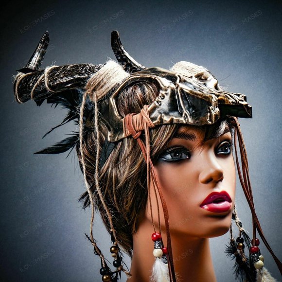 Antelope Devil Horns Animal Skull Ghost Halloween - Picture 5 of 9